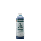 A 16 oz bottle of Nature's Specialties Aloe Bluing Shampoo with Optical Brighteners for pets.