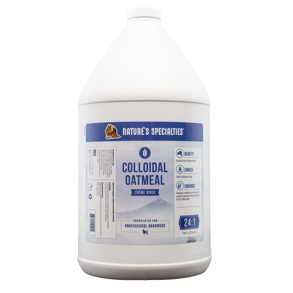 128 oz Nature's Specialties Colloidal Oatmeal Creme Rinse for dogs and cats with irritated skin.