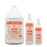 Nature's Specialities Wham® Anti Itch Spray for pets in 128oz. 16 oz., and 8oz. bottles.