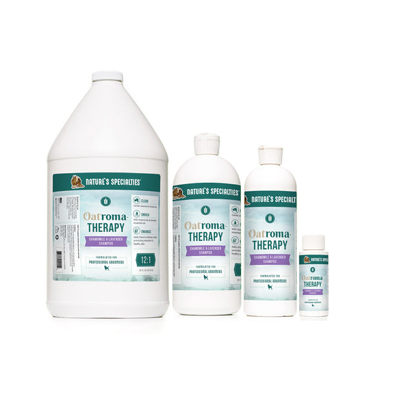 OatromaTherapy Chamomile & Lavender pet shampoo in multiple sizes for aromatherapy for dogs and cats