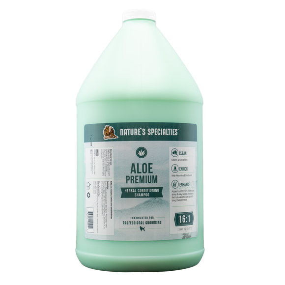 Green color Nature's Specialties Aloe Premium Herbal Conditioning Shampoo in 128 oz. gallon size