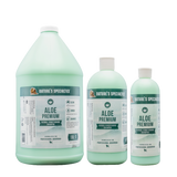 Three bottles Natures Specialties Aloe Premium Shampoo for dogs cats. 128oz, 32oz, 16oz.