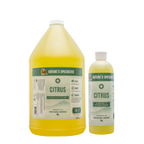 A gallon and 16 oz. bottles of yellow Alternative to Pesticide Citrus Shampoo for pets.