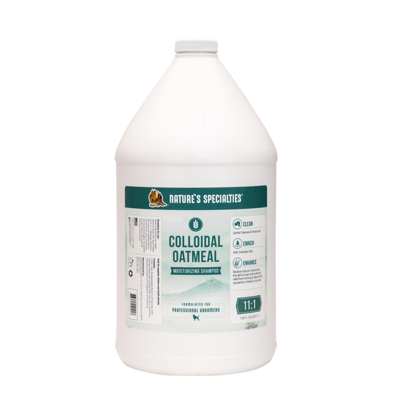 128 oz. gallon size bottle of Nature's Specialties Colloidal Oatmeal Shampoo for pets.