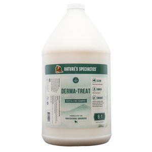 Derma-Treat Shampoo for dogs and cats by Nature's Specialties in a 128 oz. gallon size bottle.