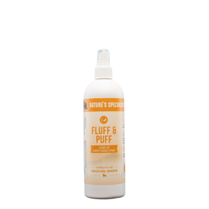 128oz size bottle Nature's Specialties Fluff & Puff Re-Moisturizing Spray for dogs and cats.