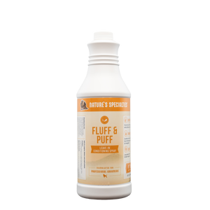 128oz size bottle Nature's Specialties Fluff & Puff Re-Moisturizing Spray for dogs and cats.