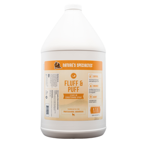 128oz size bottle Nature's Specialties Fluff & Puff Re-Moisturizing Spray for dogs and cats.