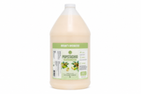 A large plastic jug of Nature's Specialties Pupstachio pet shampoo, showing the light beige liquid inside, on a solid white background.