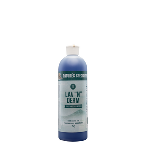 128 oz bottle of Purple Lav-N-Derm Shampoo for dogs and cats by Nature's Specialties.