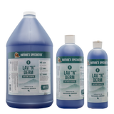 128oz., 32oz., and 16oz. size bottles of Nature's Specialties Lav-N-Derm Shampoo for pets.