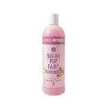 Pink bottle of 'Sugar Pup Fairy' shampoo on a white background