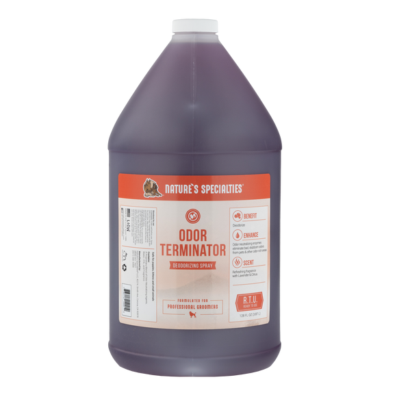 128 oz. size bottle of Odor Terminator™ Spray for dogs & cats by Nature's Specialties.