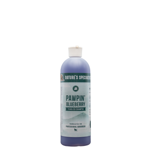 128 oz bottle of Nature's Specialties Pawpin' Blueberry Tearless face & body pet shampoo.