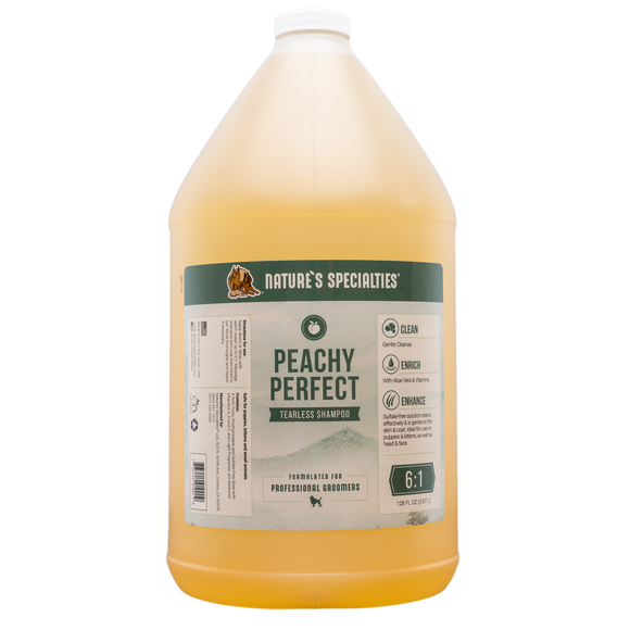 128 oz bottle of Nature's Specialties Peachy Perfect gentle shampoo for puppies & kittens.
