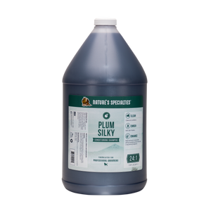 Nature's Specialties Plum Silky Conditioning Shampoo for dogs & cats, 128oz gallon size bottle.