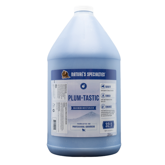 128oz. size bottle Nature's Specialties Plum-Tastic Maximum Moisturizer for dogs and cats.