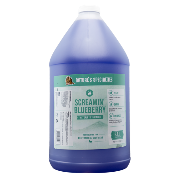 128 oz. gallon size bottle Nature's Specialties Screamin' Blueberry Facial Wash for dogs & cats.
