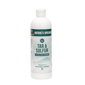 128 oz. bottle of Nature's Specialties Tar and Sulfur Shampoo for dogs.