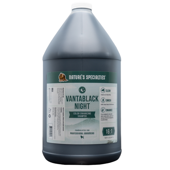 VantaBlack Night Shampoo for dogs and cats in 128 oz. gallon size bottle from Nature's Specialties.
