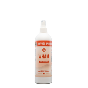 128 oz. bottle of Nature's Specialities Wham® Anti Itch Spray for dogs & cats.