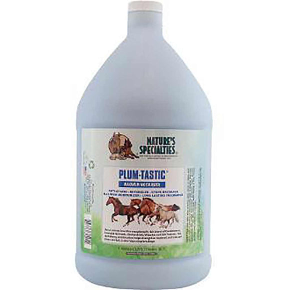 Nature's Specialties Plum-Tastic Maximum Moisturizer for horses in a 128 oz. gallon size bottle.