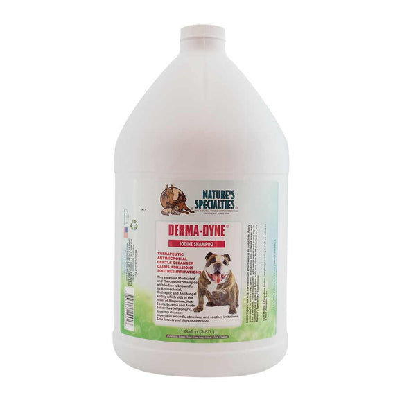 Derma-Dyne Shampoo for dogs and cats by Nature's Specialties in a 128 oz. gallon size bottle.