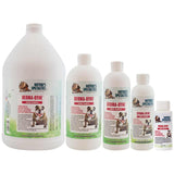 Five bottles of Nature's Specialities Derma-Dyne Pet Shampoo in varying sizes.