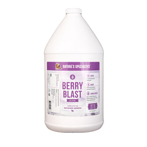 Nature's Specialties Berry Blast Cologne cat and dog cologne in 128 oz. gallon size white bottle.