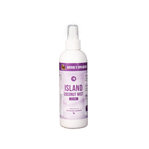 Nature's Specialties Island Coconut Mist Cologne cat and dog cologne in 128 oz. gallon size white bottle.
