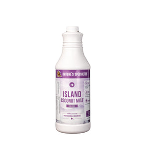 Nature's Specialties Island Coconut Mist Cologne cat and dog cologne in 128 oz. gallon size white bottle.