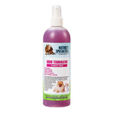 16 oz. bottle of fast-acting Nature's Specialties Odor Terminator Spray for dogs and cats.