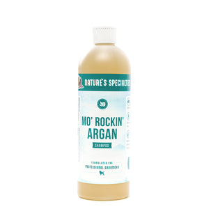 128 oz bottle of Nature's Specialties softening Mo' Rockin' Argan Shampoo for pets.