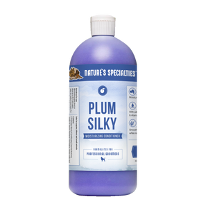 Gallon-size bottle of Nature's Specialties Plum Silky Moisturizing Conditioner for dogs & cats.